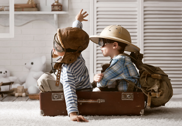 Boys pretending to travel by plane. Boys pretending to travel by plane.