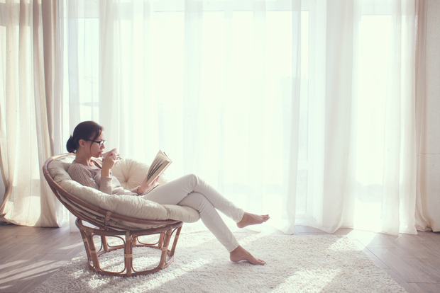 Woman reading at home Woman reading at home