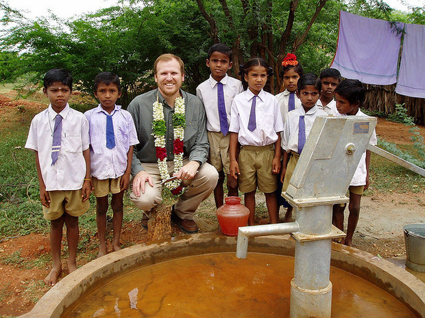 Water.org co-founder and CEO Gary White with the school water committee in Mettupatti, India. Water.org co-founder and CEO Gary White with the school water committee in Mettupatti, India.