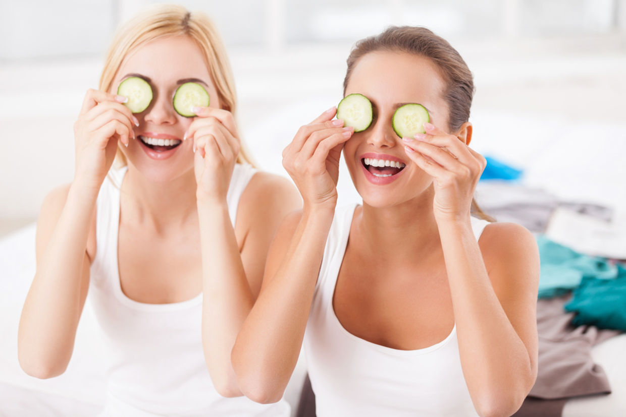 Girls making organic spa treatments at home Girls making organic spa treatments at home