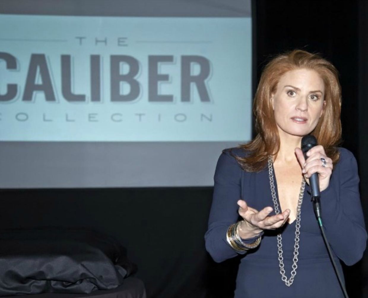Jessica Mindich speaks at event for The Caliber Collection Jessica Mindich speaks at event for The Caliber Collection