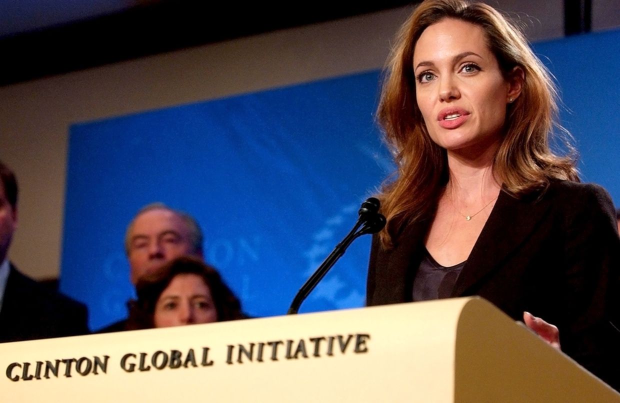 Angelina Jolie at the press conference for The Third Annual Clinton Global Initiative Summit in 2007 (Everett Collection / Shutterstock.com) Angelina Jolie at the press conference for The Third Annual Clinton Global Initiative Summit in 2007 (Everett Collection / Shutterstock.com)