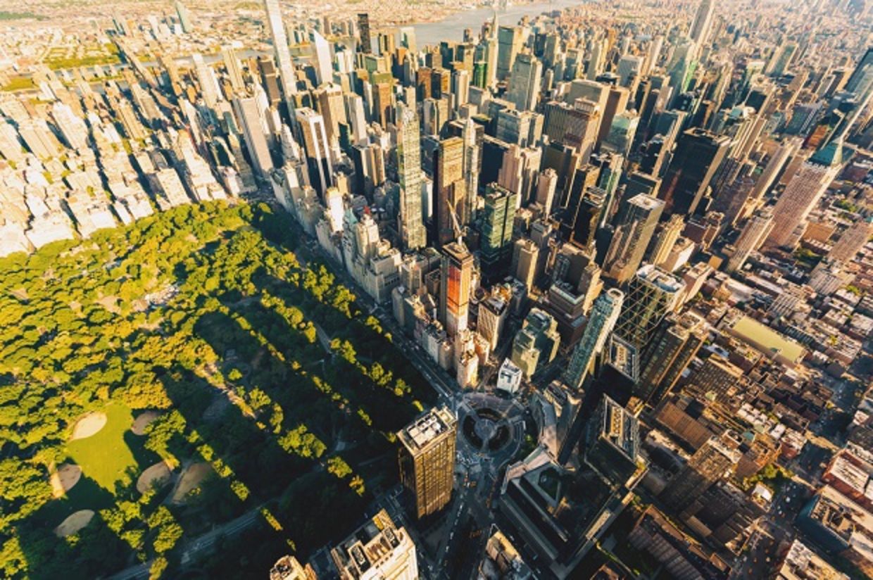 An aerial view of Central Park in New York City, New York An aerial view of Central Park in New York City, New York