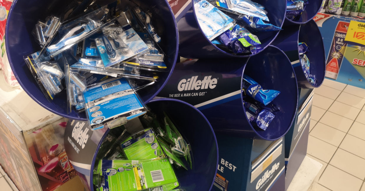 Gillette razors in a sales display Gillette razors in a sales display