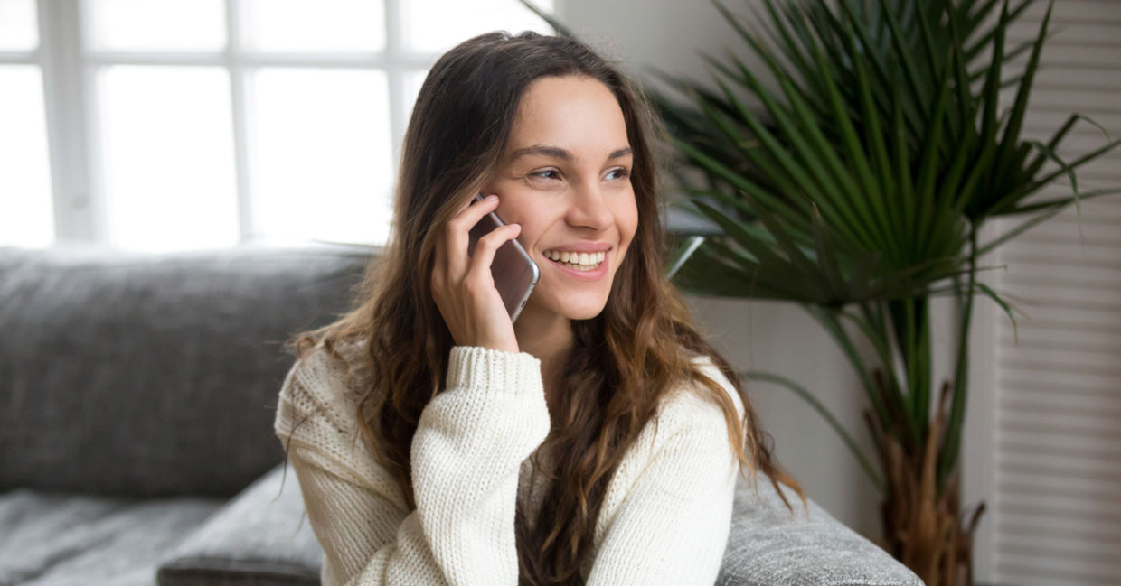Woman makes phone call Woman makes phone call
