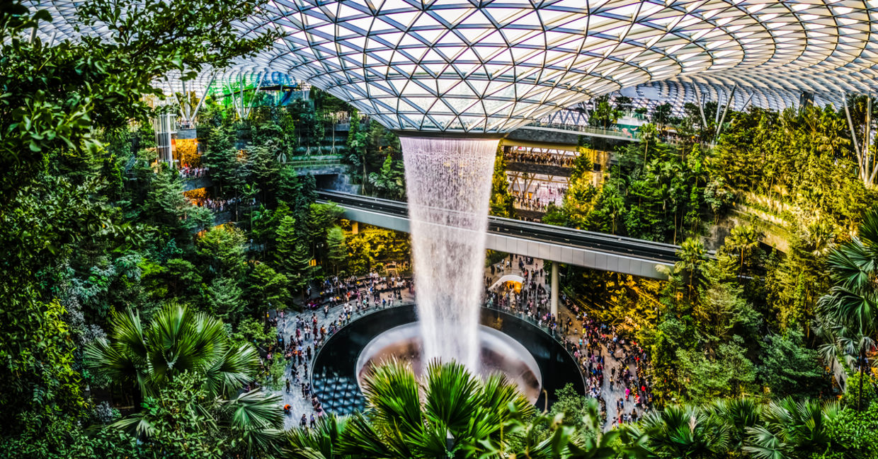Waterfall in Singapore's airport Waterfall in Singapore's airport