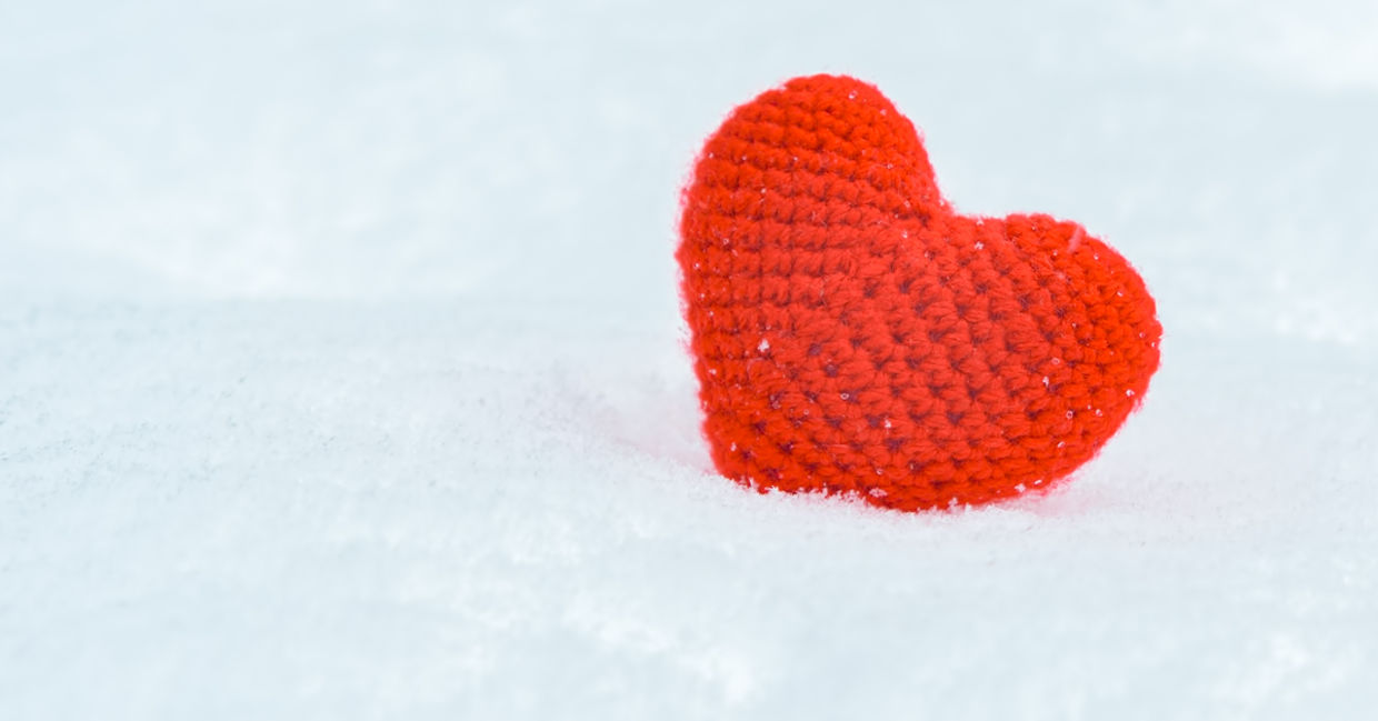 Crochet heart in snow Crochet heart in snow