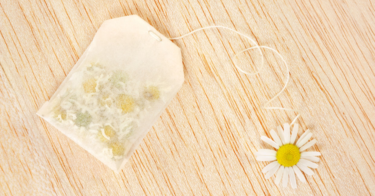 Chamomile tea bag and flower Chamomile tea bag and flower