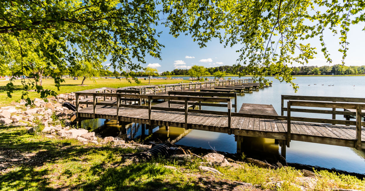 Boat dock at Mount Trashmore Park. Boat dock at Mount Trashmore Park.