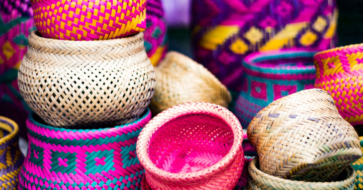 Colorful handmade baskets. Colorful handmade baskets.
