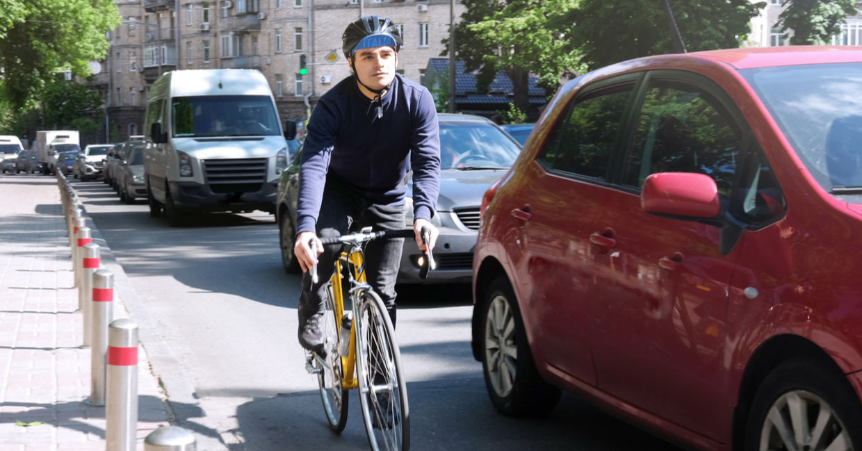 Man riding bicycle in the city. Man riding bicycle in the city.