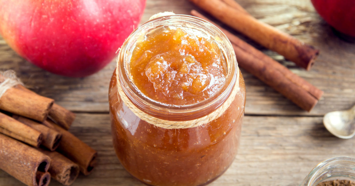 Homemade apple butter with cinnamon. Homemade apple butter with cinnamon.