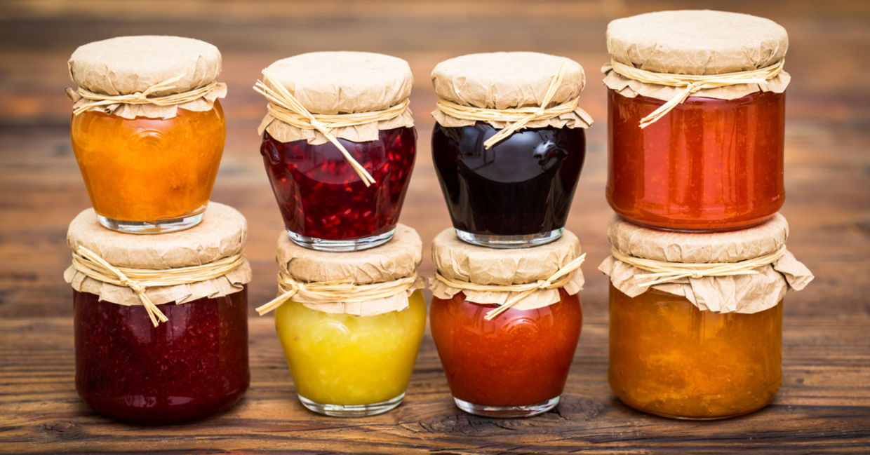 Various homemade jams in jars Various homemade jams in jars