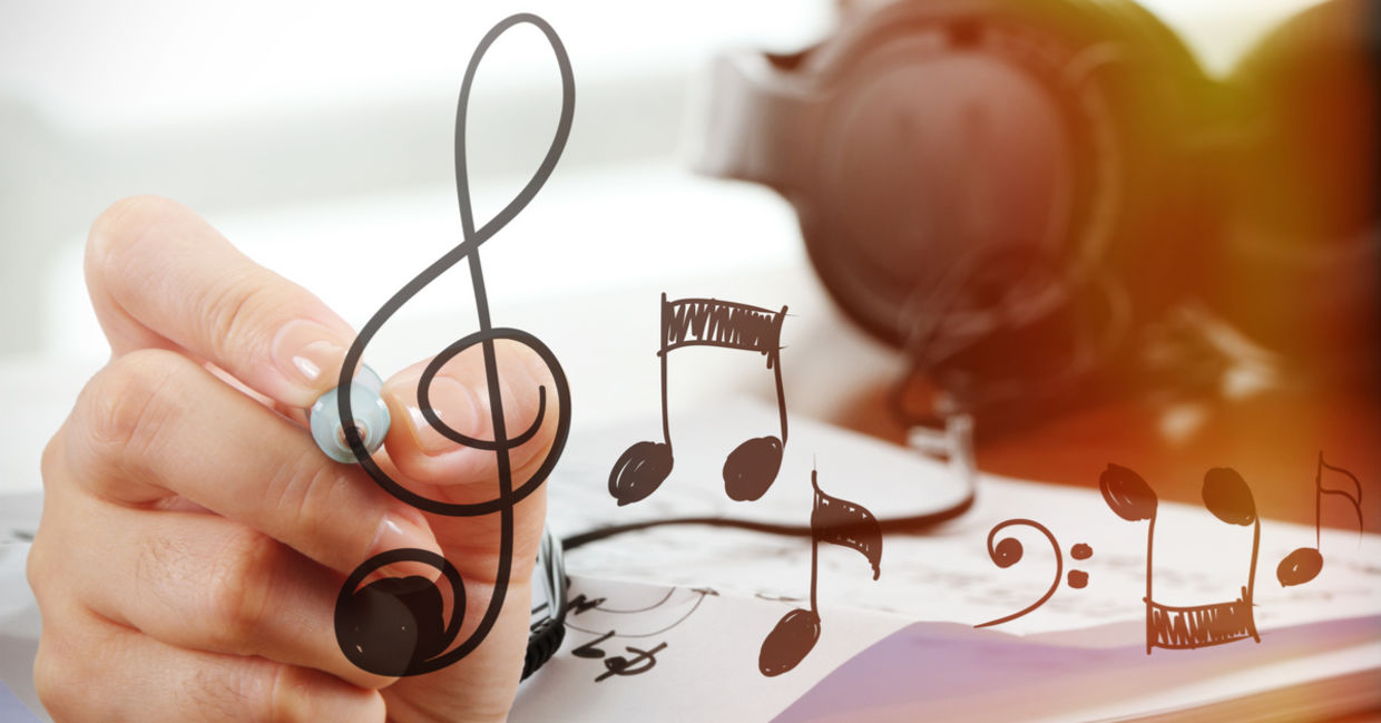 Composing a song. Composing a song.