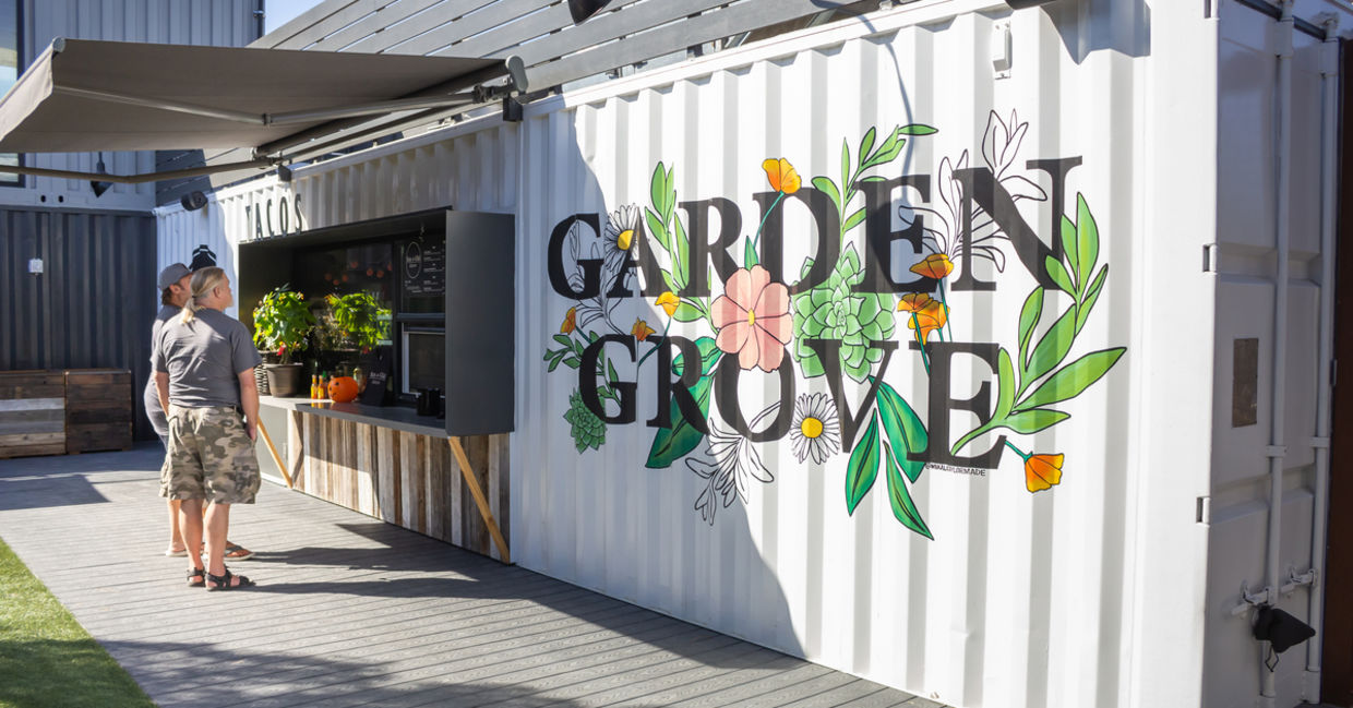 Shipping containers are being used as stores. Shipping containers are being used as stores.