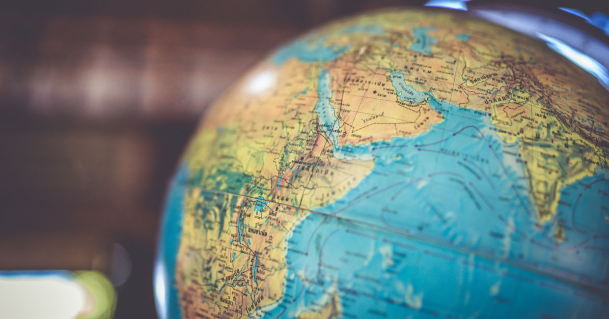 A globe showing the countries of the world. A globe showing the countries of the world.