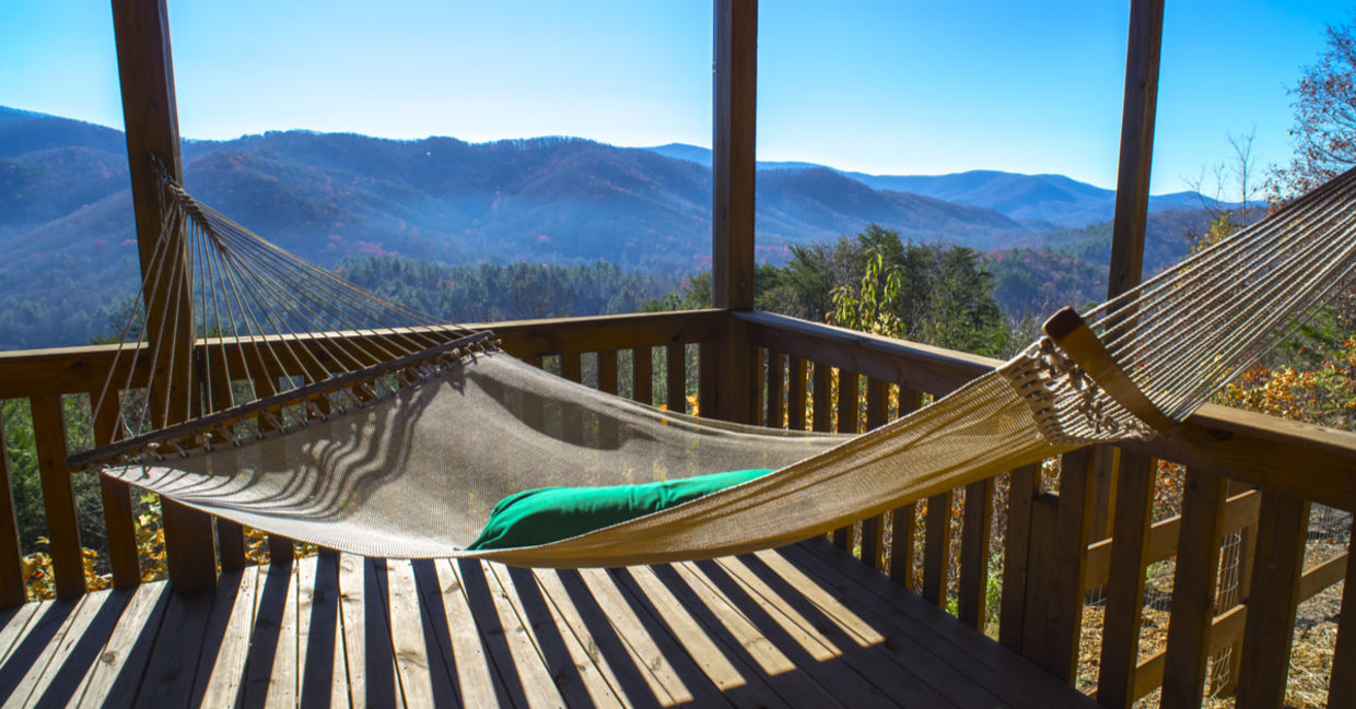 Hammock on cabin terrace Hammock on cabin terrace
