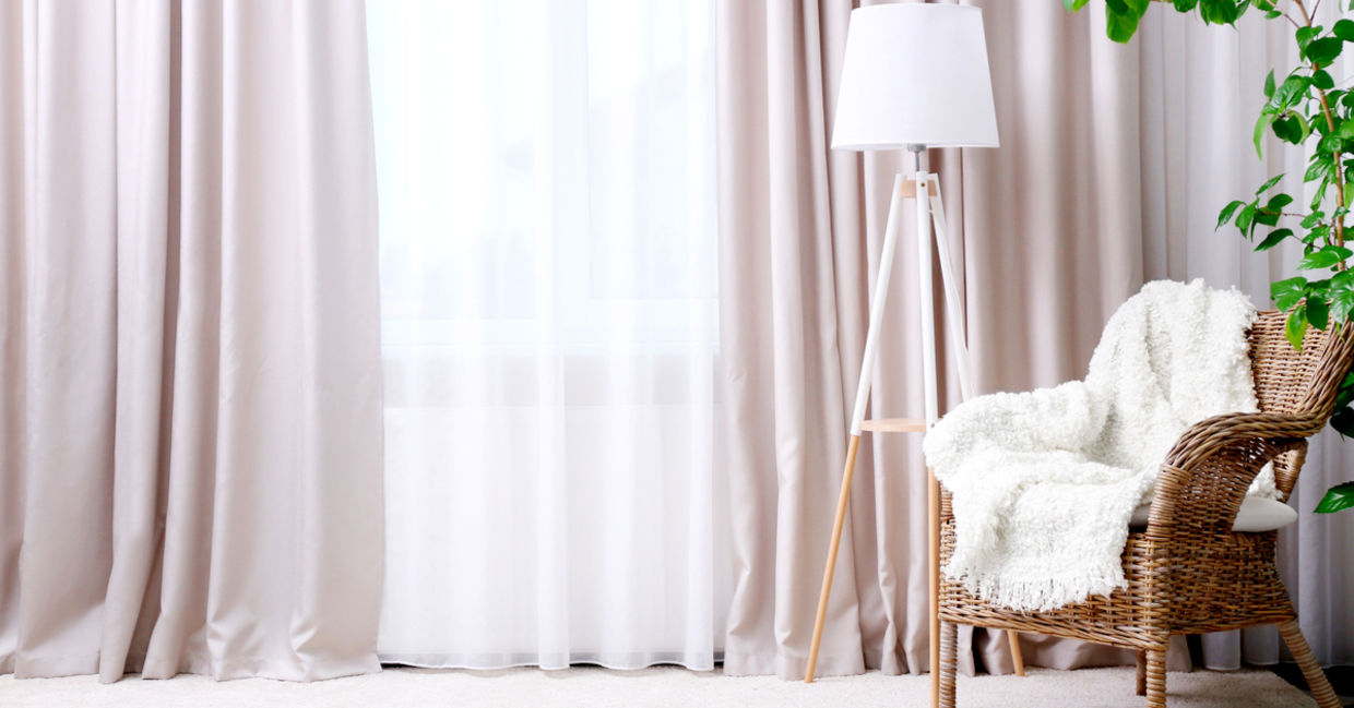 Contemporary home interior with cozy curtains Contemporary home interior with cozy curtains