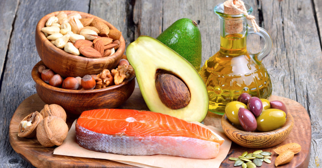 Healthy fats include omega-3s. Healthy fats include omega-3s.