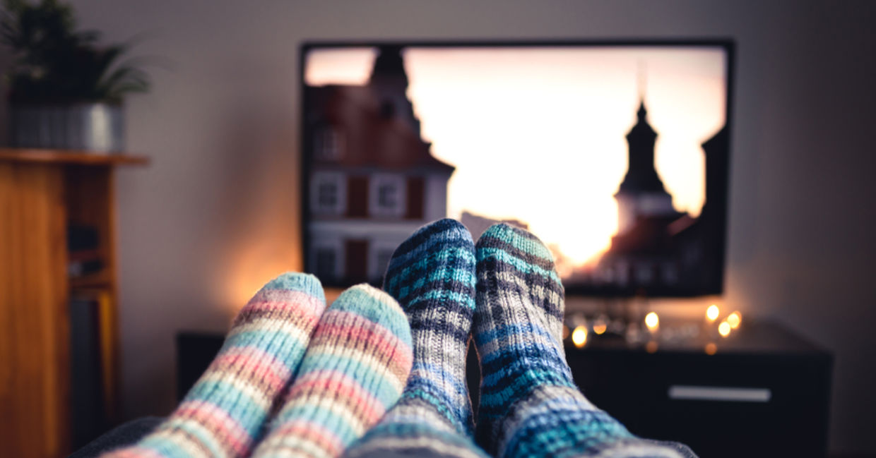 Watching a romantic movie together. Watching a romantic movie together.