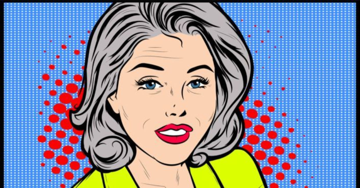 Retro comic image of a beautiful, gray haired woman. Retro comic image of a beautiful, gray haired woman.