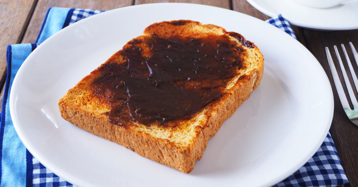 Marmite on toast for breakfast. Marmite on toast for breakfast.