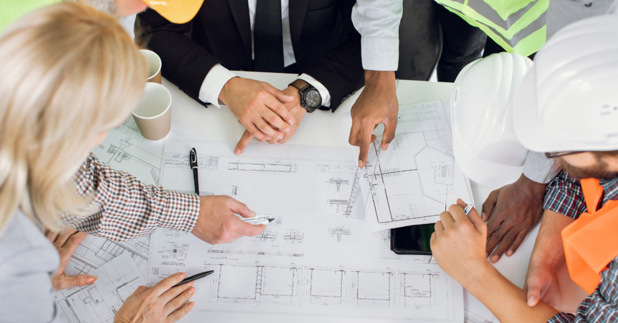 Professional construction team. Professional construction team.