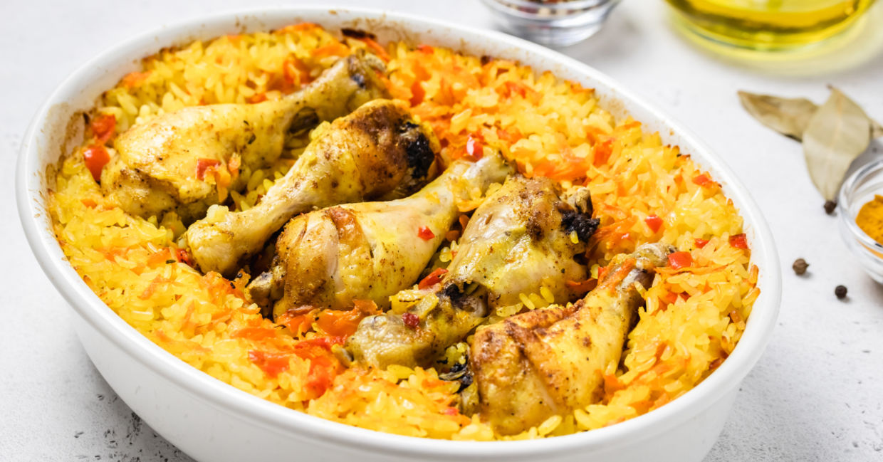 Chicken and rive is a healthy one-pot meal. Chicken and rive is a healthy one-pot meal.