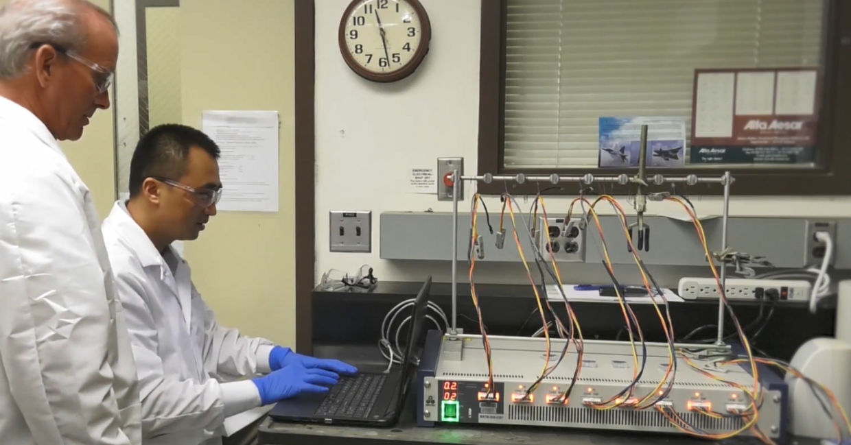 NASA researchers working on the solid state battery.