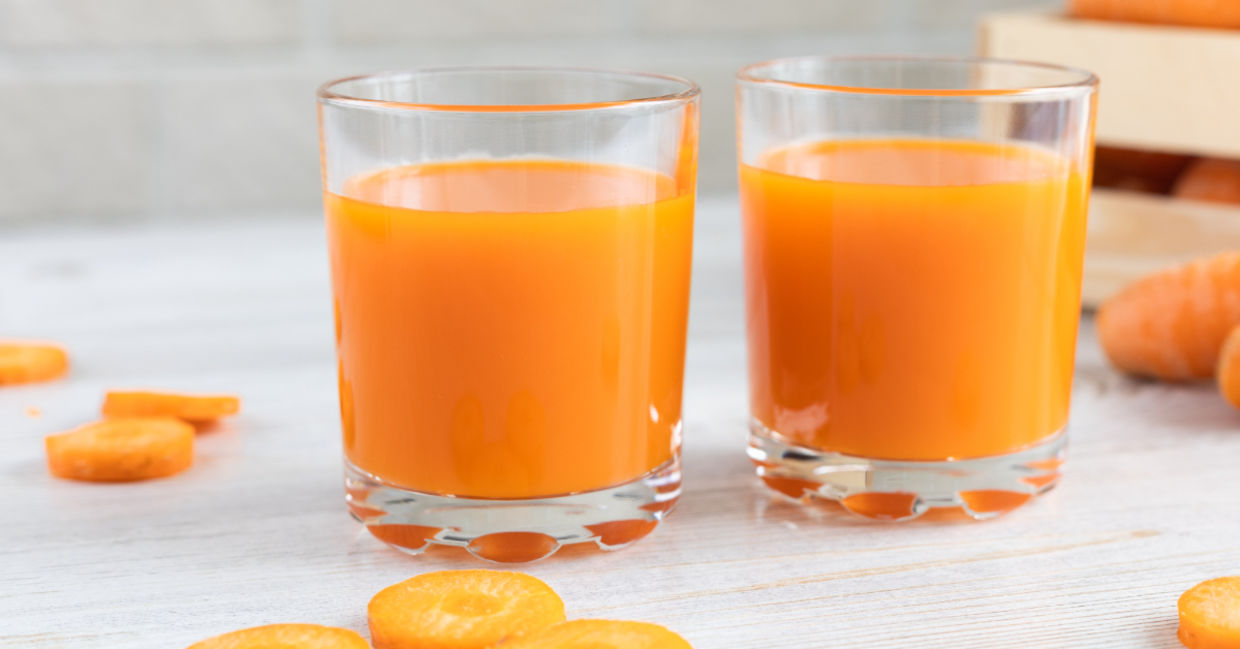 Glasses of carrot juice. Glasses of carrot juice.