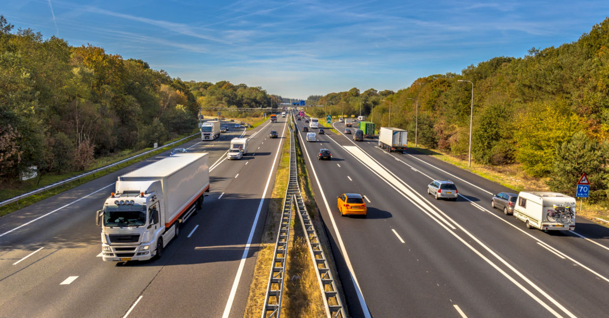 A highway in the Netherlands. A highway in the Netherlands.