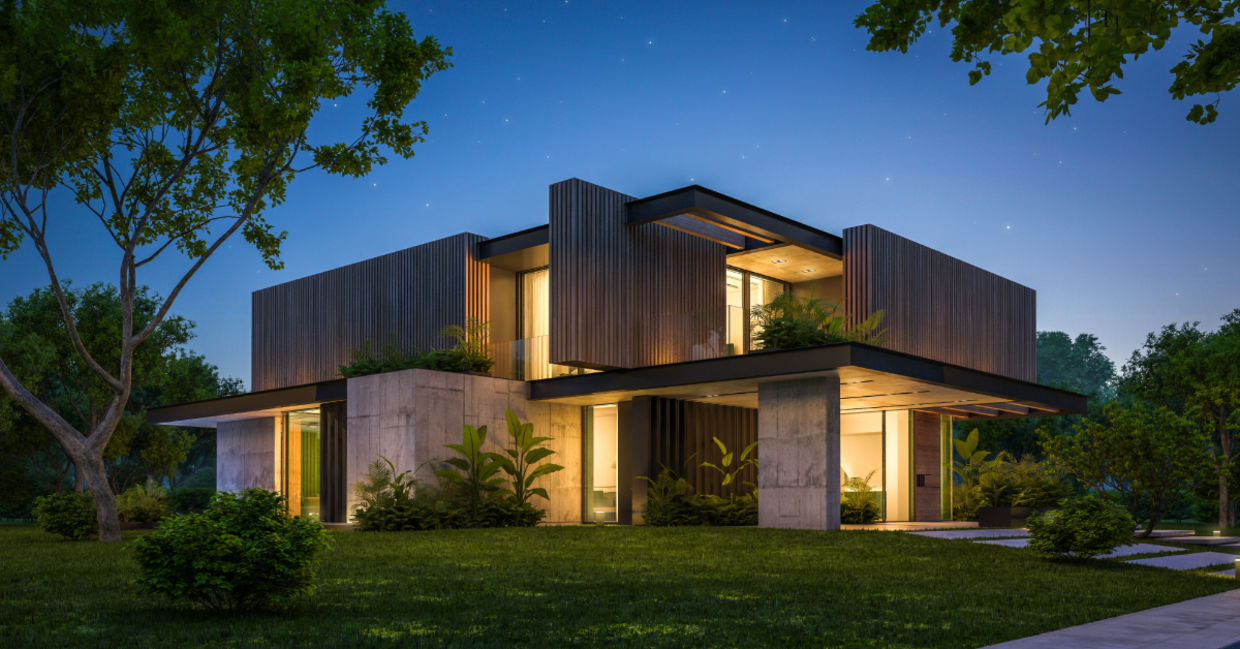 A modern house. A modern house.