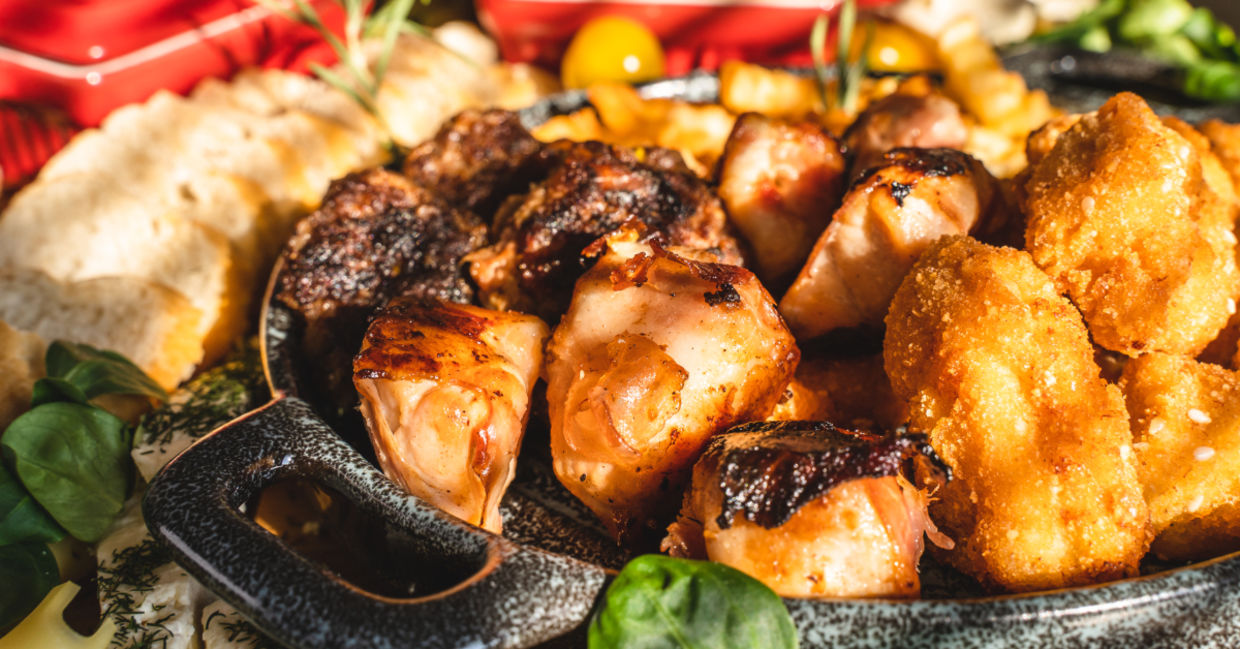 Close up on a plate of food. Close up on a plate of food.