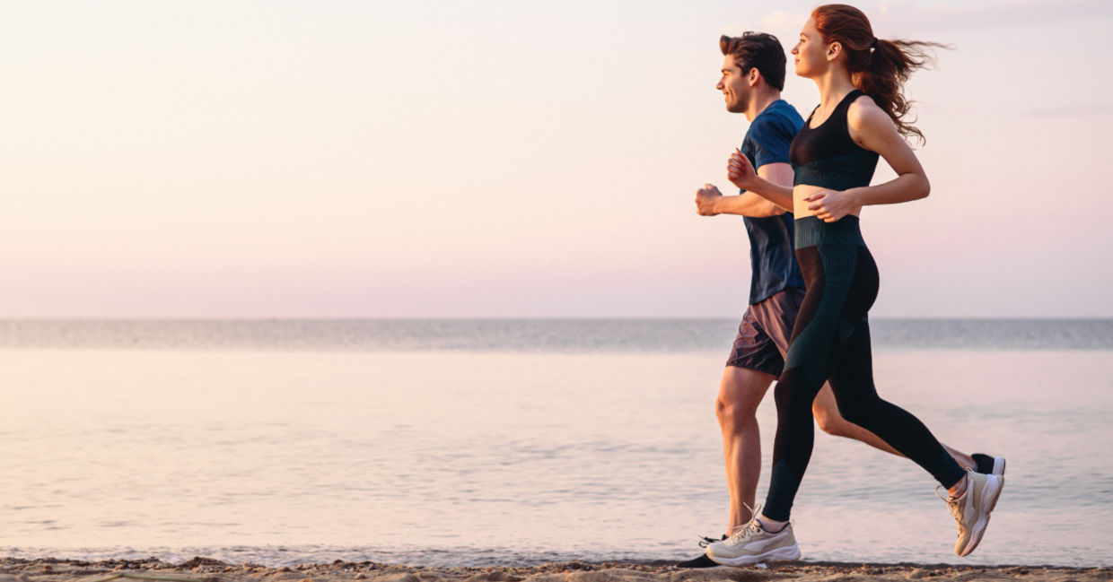 Running on the beach. Running on the beach.