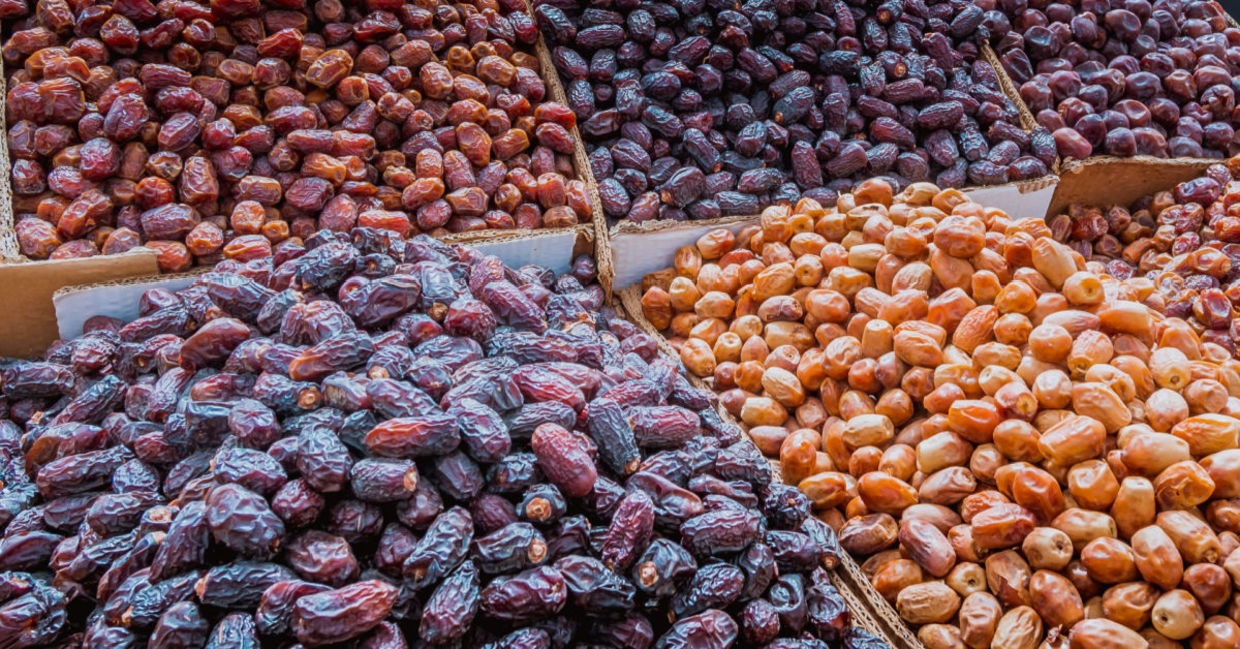 Fresh and dried dates in the market. Fresh and dried dates in the market.