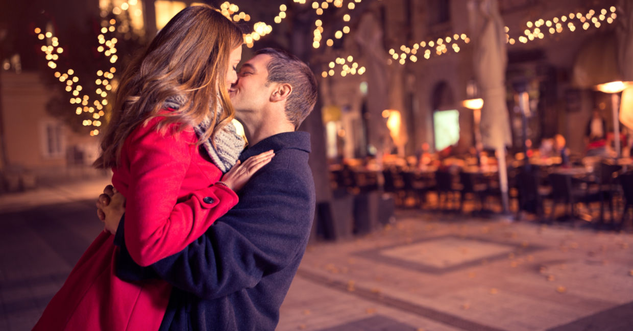 Young couple kissing. Young couple kissing.