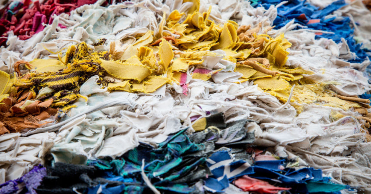 Shredded old clothing. Shredded old clothing.