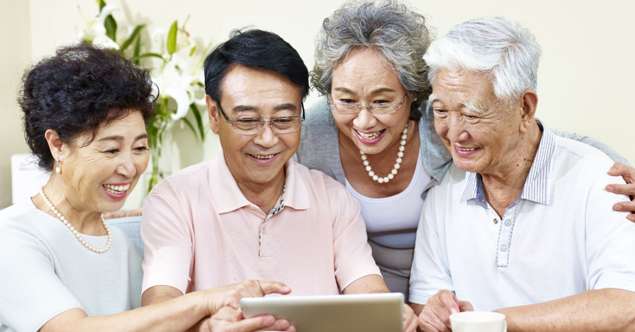 Seniors socializing in Japan. Seniors socializing in Japan.