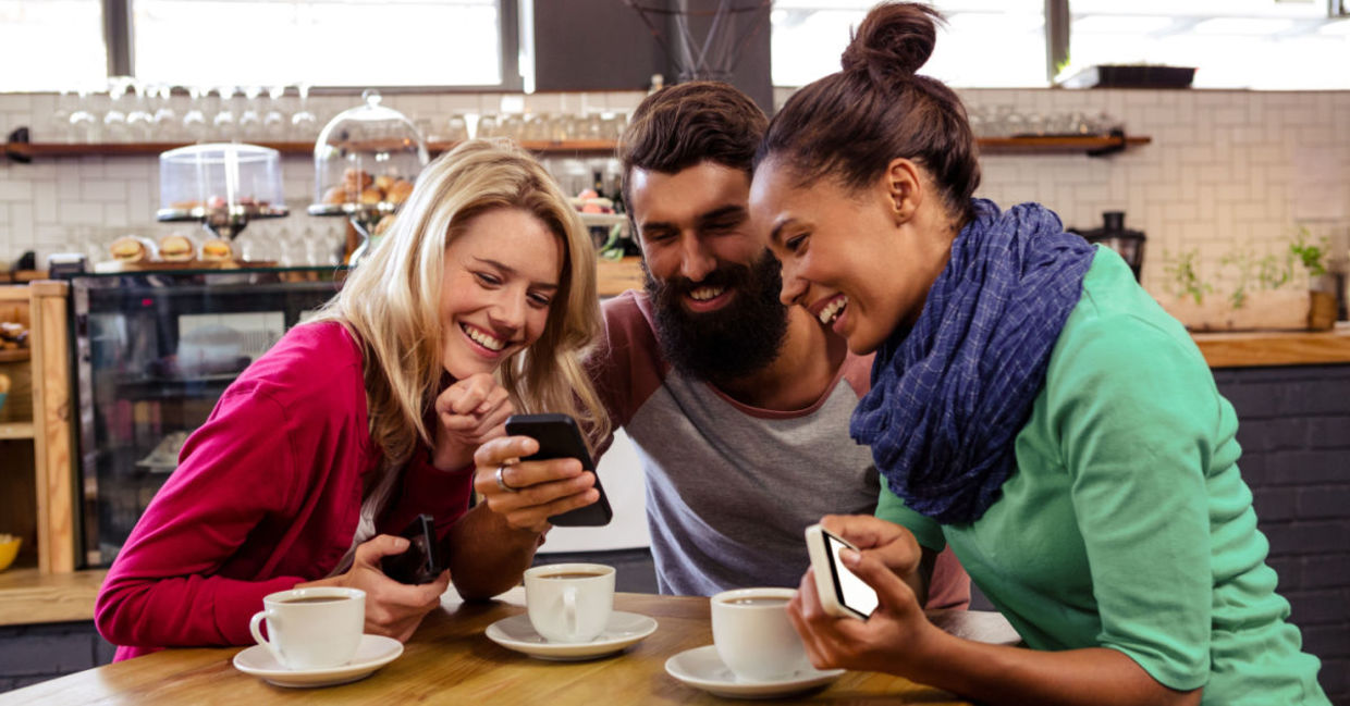 Three friends having coffee together. Three friends having coffee together.