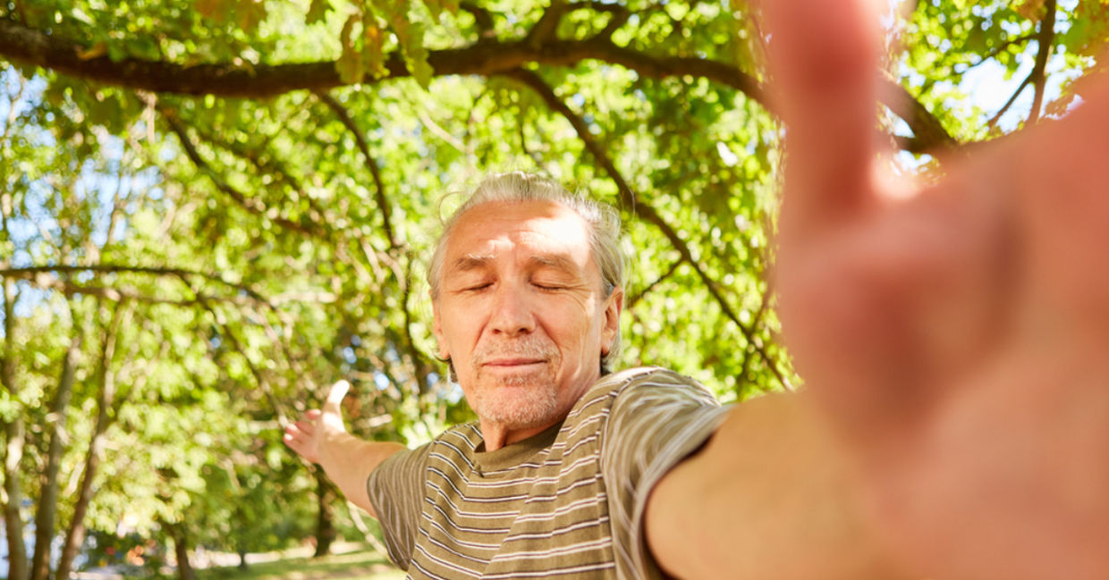 Man branching out with tai chi. Man branching out with tai chi.