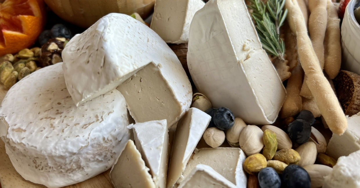 Some of the cheeses made with the plant-based casein. Some of the cheeses made with the plant-based casein.