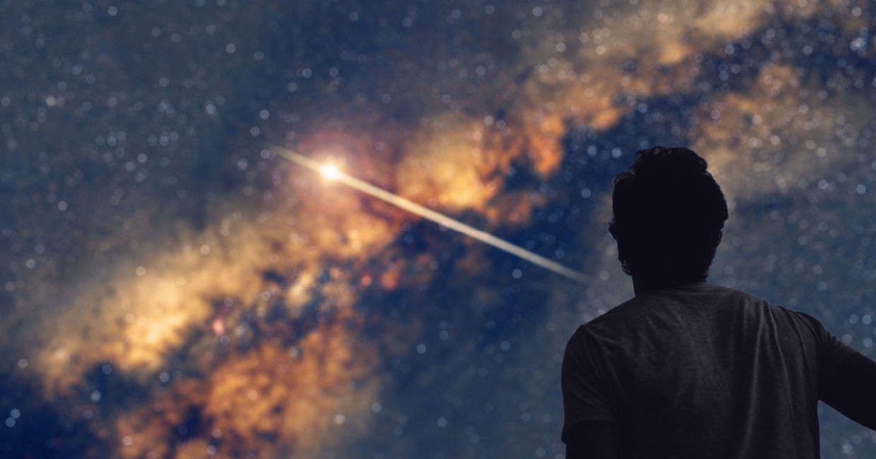 Man stargazing on vacation. Man stargazing on vacation.