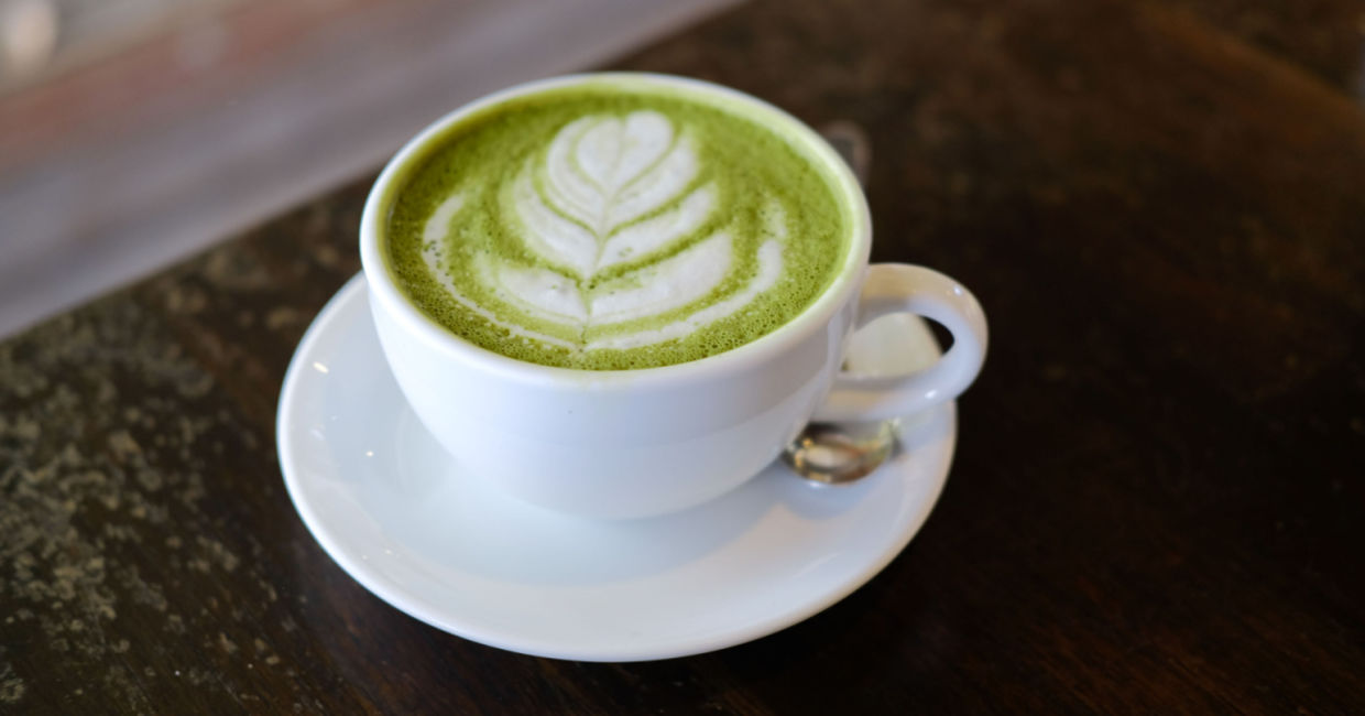 Hot matcha latte. Hot matcha latte.