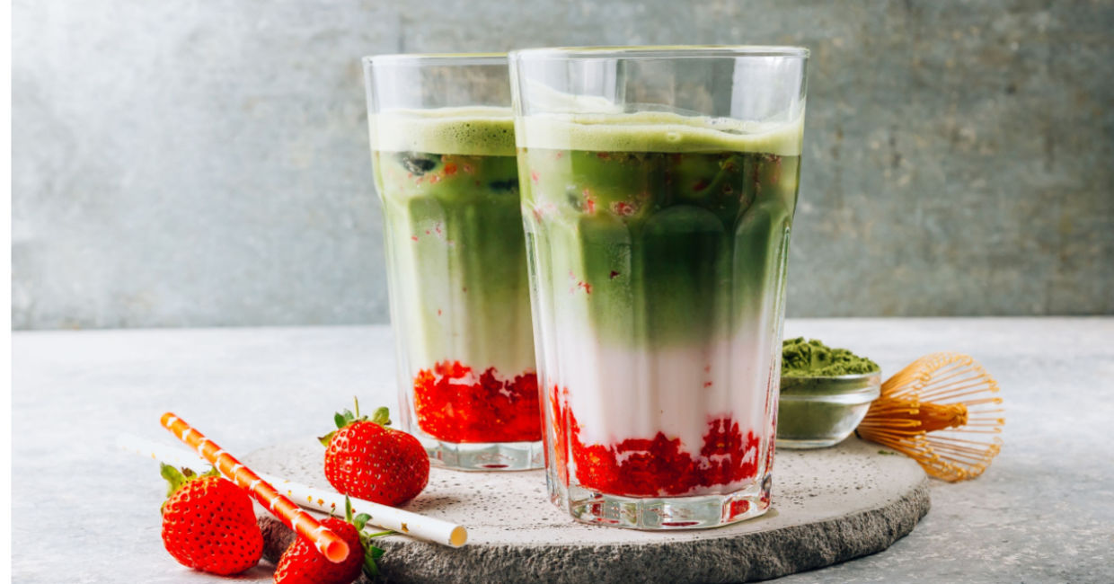 Layered strawberry latte. Layered strawberry latte.