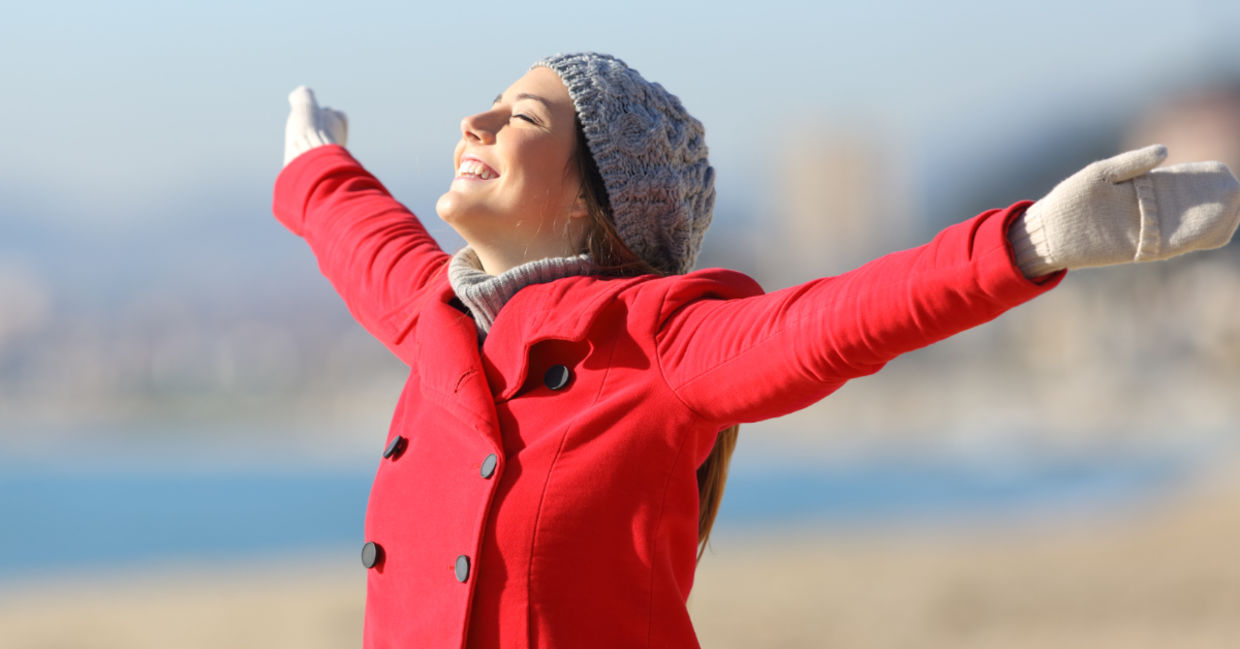 Happy motivated woman ready to start her day. Happy motivated woman ready to start her day.