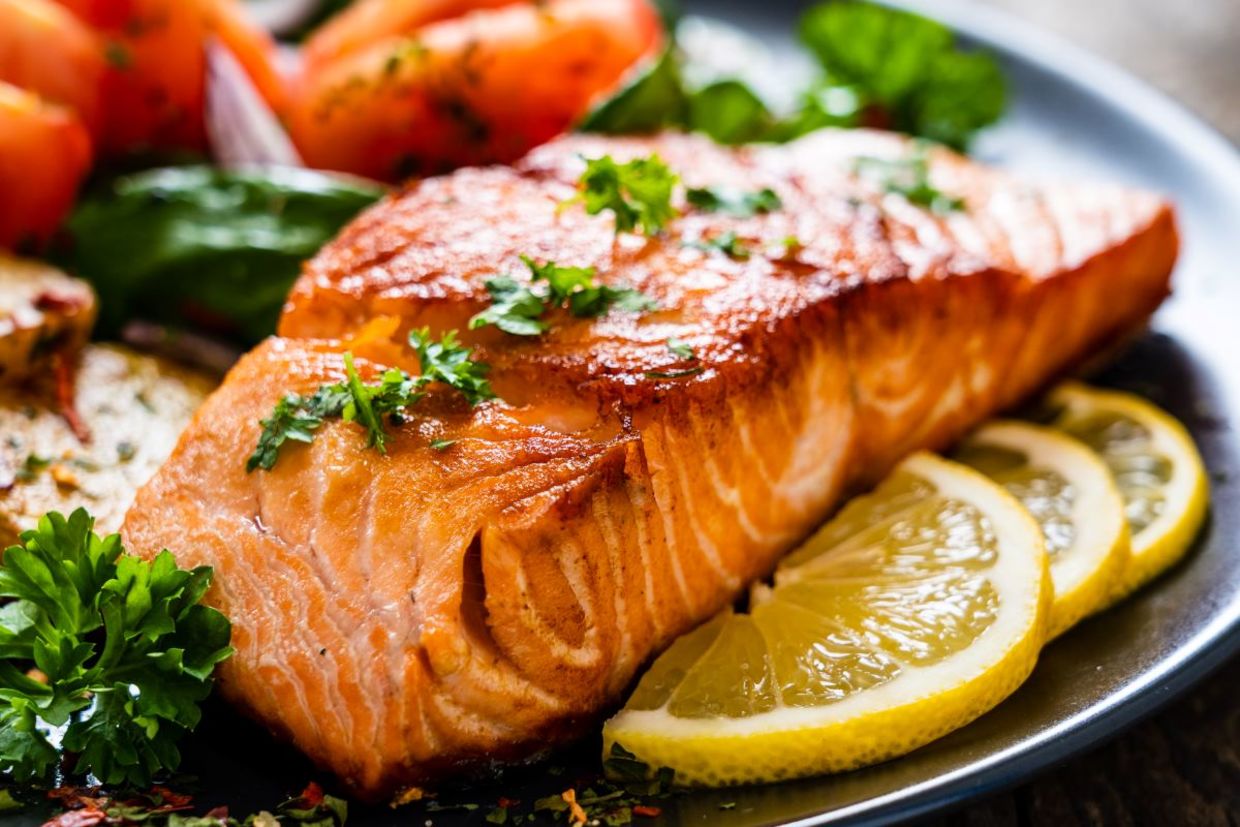 Roasted salmon for a healthy dinner. Roasted salmon for a healthy dinner.