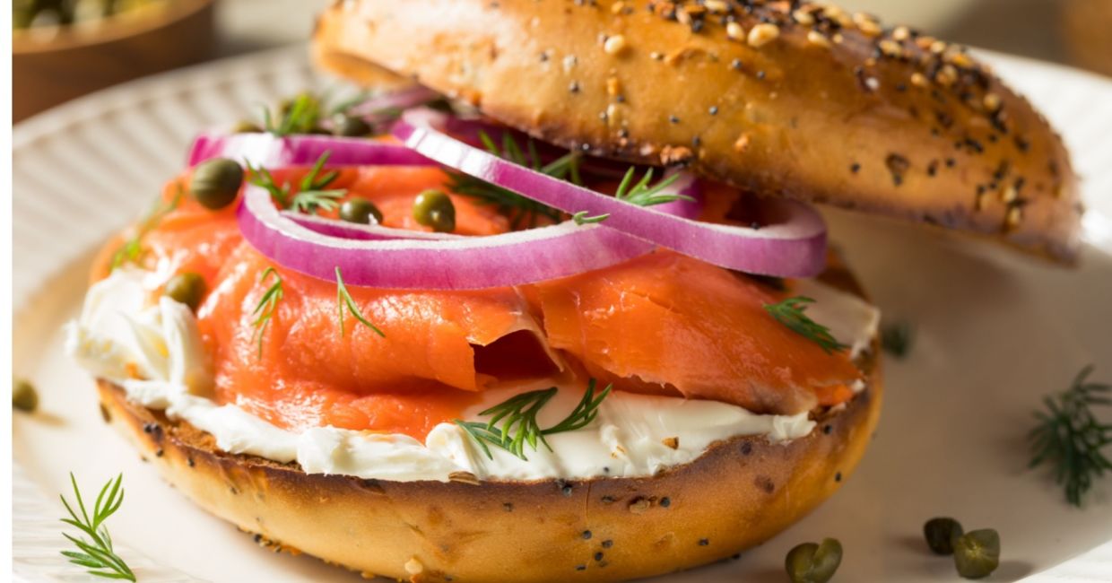 Enjoy a bagel with lox for brunch. Enjoy a bagel with lox for brunch.