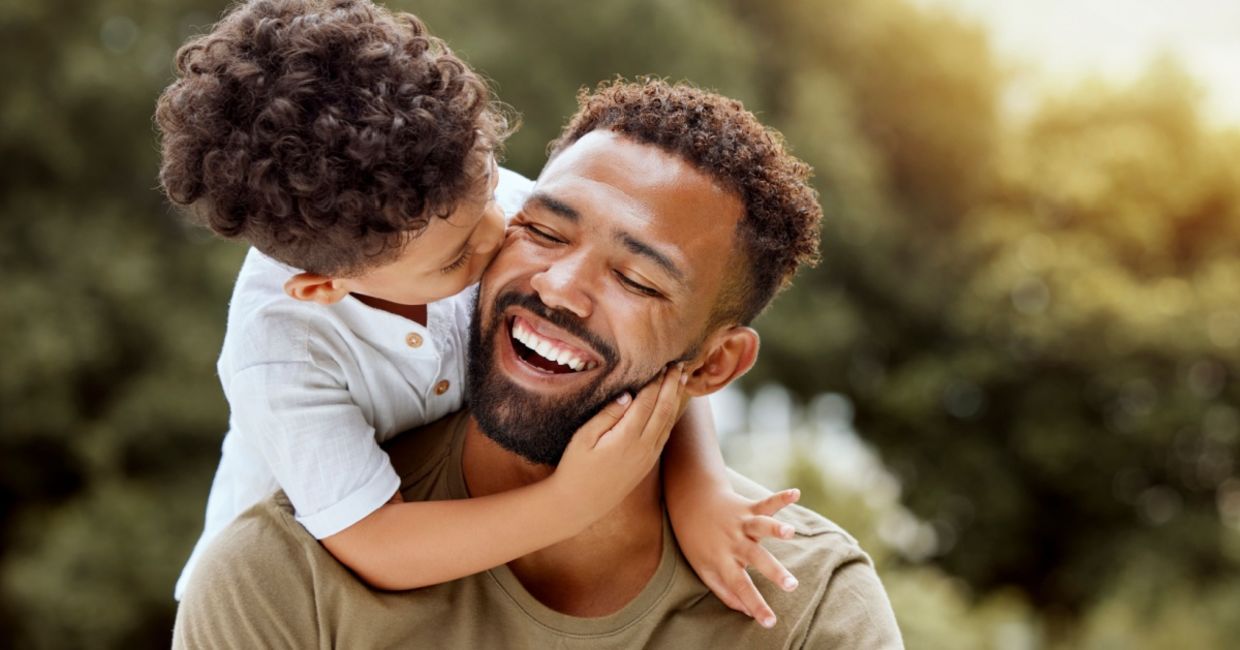 A happy father and son. A happy father and son.