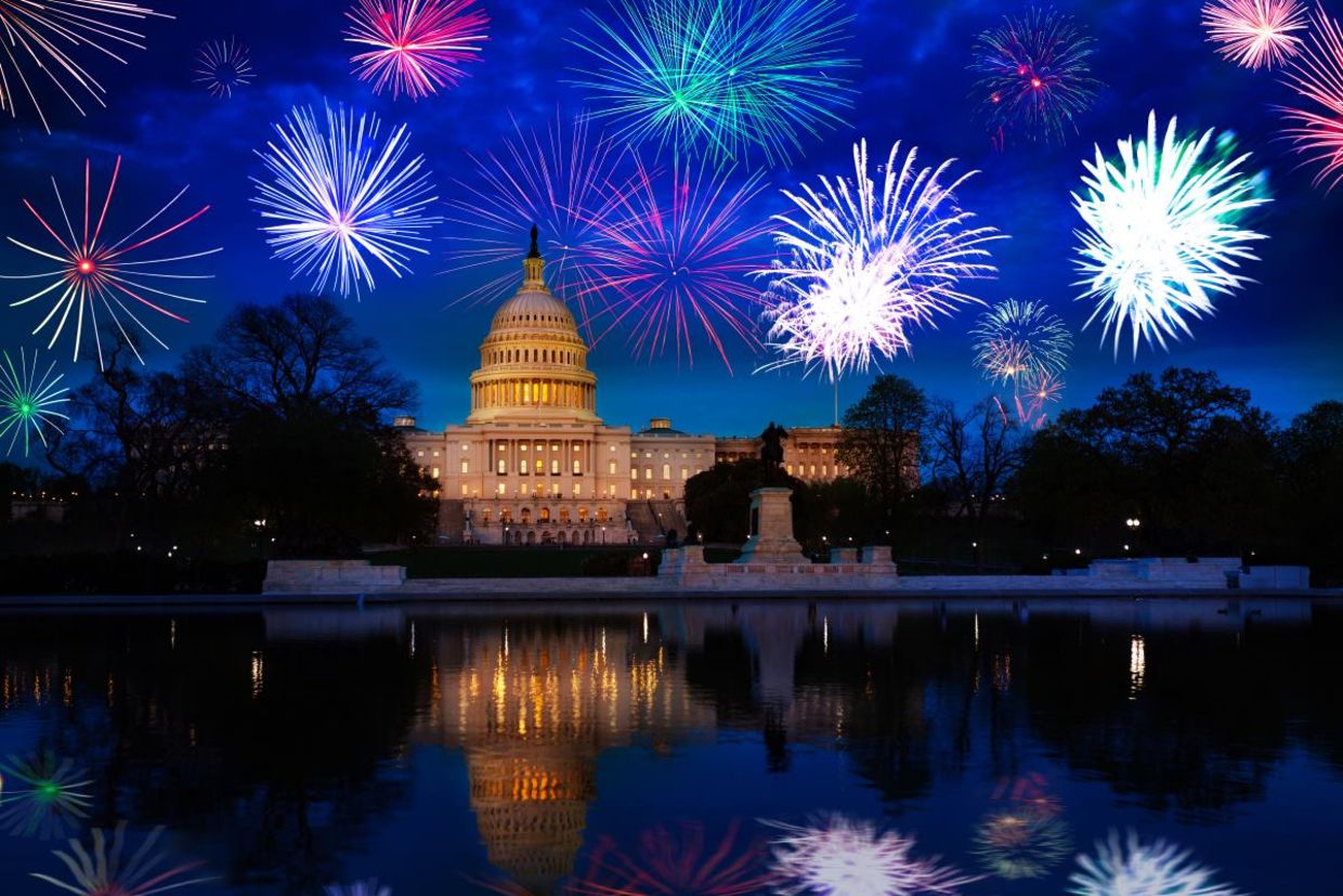Fireworks in the nation's capital on Independence Day. Fireworks in the nation's capital on Independence Day.