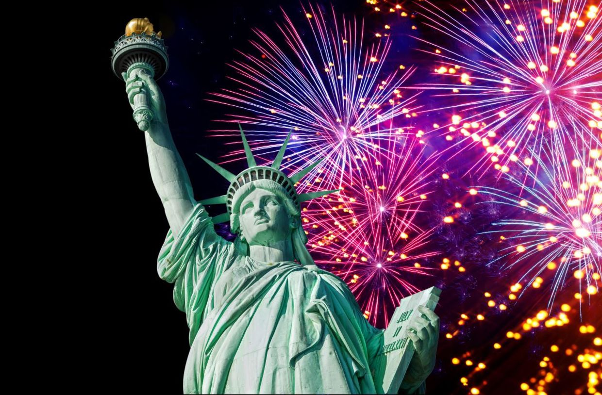 July 4th fireworks display in New York. July 4th fireworks display in New York.
